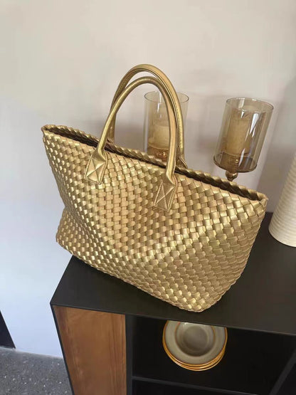 Woven Leather Tote Bag - Get One Free!