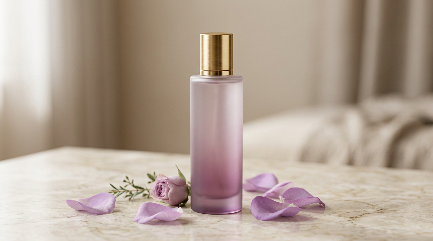 Mauve Oasis — hero bottle on marble